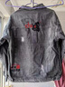 浩術(shù)牛仔夾克男春秋款刺繡牛仔外套潮牌百搭痞帥寬松工裝夾克衫上衣男 灰色 XL 曬單實(shí)拍圖