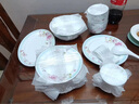 景德鎮（jdz） 創(chuàng  )意陶瓷牡丹花卉餐具碗碟套裝家用輕奢描金吃飯碗盤(pán)組合禮盒裝 春意56頭餐具套裝（10人用） 56頭 曬單實(shí)拍圖