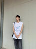 GENIOLAMODE背心男純棉夏季休閑無(wú)袖寬松打底透氣吸汗潮流印花馬甲 白色 M 曬單實(shí)拍圖