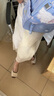 歐莎（OSA）冰絲休閑褲女夏季薄款小個子寬松慵懶風(fēng)垂墜感闊腿褲八分褲裙 淺杏色 S 曬單實拍圖
