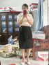 魅力棠a字半身裙女2024新款春夏季高腰中長(zhǎng)款西裝裙顯瘦一步包臀短裙子 黑色 L/28(105-115斤) 曬單實(shí)拍圖