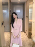 AD正式場(chǎng)合連衣裙女氣質(zhì)時(shí)尚西服裙子OL通勤輕奢職業(yè)裝夏季 七分袖粉色連衣裙 S 曬單實(shí)拍圖