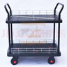 ZB雙層圍欄平板車(chē)護(hù)欄手推車(chē)周轉(zhuǎn)車(chē)揀物車(chē)雙層分揀小推車(chē)實(shí)驗(yàn)室多層 黑色90*60雙手帶欄（輕音轉(zhuǎn)剎） 曬單實(shí)拍圖