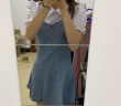 欧贝汐连衣裙学生韩版学院风春夏天短款小个子牛仔背带裙女假两件裙子 蓝色 M 实拍图