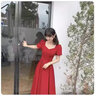 塞德勒（SAIDELE）敬酒服新娘2025新款結婚酒紅色夏季訂婚禮服小個子平時可穿連衣裙 酒紅色中長款 M (建議96-105斤) 曬單實拍圖