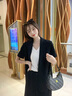 對白老錢(qián)風(fēng)輕薄西裝套裝裙女2026夏新款短袖外套半身裙通勤兩件套 靜謐黑 S 曬單實(shí)拍圖