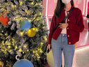 AEMAPE車?yán)遄蛹t色毛衣外套女2025秋冬季加厚寬松慵懶風(fēng)復(fù)古麻花針織開衫 車?yán)遄蛹t色 L 建議110-120斤 曬單實拍圖