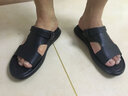 老人頭 涼鞋男士休閑鞋軟底沙灘鞋牛皮透氣涼拖鞋舒適按摩底戶(hù)外男鞋子 黑色 42 （偏小一碼） 曬單實(shí)拍圖