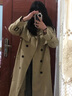 clotho Rennie品牌女裝風(fēng)衣女中長(cháng)款2025春秋新款復古寬松顯瘦氣質(zhì)雙排扣外套 咖啡色 M 曬單實(shí)拍圖