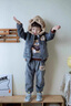 G.DUCKKIDS寶寶冬裝套裝加絨加厚衣服嬰兒童春男童女童秋0一周歲1歲半2歲多3 深灰色【毛毛熊三件套】 加厚 110 110cm 曬單實(shí)拍圖