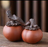 瓷牌茗茶具（cipaiming teaset）瓷牌茗 柿子茶寵擺件紫砂茶玩陶瓷創(chuàng  )意功夫茶具配件 柿柿如意茶寵雙個(gè)-禮盒裝 曬單實(shí)拍圖