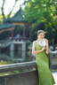DPLAY2025年夏季綠色連衣裙女中式肩帶裙擺國(guó)風(fēng)吊帶長(zhǎng)裙沙灘裙 長(zhǎng)裙-碧玉清蘭 S 曬單實(shí)拍圖