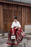 領(lǐng)季（Lingtos）馬面裙國風(fēng)新中式游龍?zhí)ぱ┟髦品聤y花漢服女飛機袖春秋套裝連衣裙 白色上衣+紅色馬面裙 M 曬單實拍圖