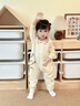 幼歌（YOUGE）嬰幼兒秋季新款甜美手工鉤花舒適爬服綿柔細(xì)膩連體衣潮 米杏 80cm 曬單實(shí)拍圖