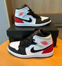 NIKE耐克Air Jordan 1 Mid AJ1黑白紅 男款 中幫休閑板鞋 852542-100 40.5 曬單實(shí)拍圖