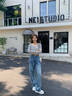 玖姿·安娜蔻休閑復古減齡顯瘦闊腿淺藍牛仔褲女裝秋款 淺藍-JTEQ121279 S 曬單實(shí)拍圖