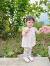 優(yōu)奇女寶寶吊帶超萌嬰兒服夏季薄款連體衣新生兒三角包屁衣夏裝爬爬服 花朵朵+長筒襪 73cm 曬單實拍圖
