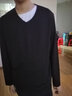 曼卡龍桑蠶絲長(cháng)袖T恤男V領(lǐng)真絲體恤薄款商務(wù)休閑純色內搭男士打底衫百搭正裝上衣服男 黑色 L/110 曬單實(shí)拍圖