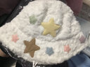 依嵐傲雪毛絨帽星星羊羔毛盆帽子女秋冬保暖可愛百搭大頭圍漁夫帽顯臉小 （星星款）奶白色 曬單實拍圖