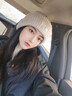 明月歸帽子女秋冬季韓版潮百搭加厚防寒保暖針織毛線(xiàn)帽女騎行棉帽堆堆帽 卡其色 曬單實(shí)拍圖