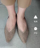 MALOVE MZ王妃鞋新款3.7cm尖頭水晶低跟單鞋女職業(yè)通勤百搭平底鞋新款單鞋 金色魅力（腳寬建議拍大一碼） 37 曬單實(shí)拍圖