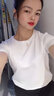 莉社短袖t恤女2025夏季新款修身顯瘦絲光棉半袖圓領(lǐng)體恤韓版百搭上衣 白色圓領(lǐng) L 【100-110斤】 曬單實(shí)拍圖