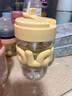 HOLOHOLO雙飲玻璃水杯女便攜咖啡杯可愛(ài)高顏值帶吸管隨行學(xué)生杯子 鵝黃色 360ml 【一蓋兩用】 曬單實(shí)拍圖