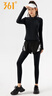 361°瑜伽服女長(cháng)袖運動(dòng)上衣跑步修身顯瘦顯身材半拉鏈健身房瑜伽服 黑色上衣+黑色長(cháng)褲（2件套） L 曬單實(shí)拍圖