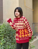 潮陣兔年本命年紅色毛衣男女2023新款情侶秋冬新年紅圣誕節(jié)針織打底衫 紅色藝汐M5565 XL 曬單實(shí)拍圖