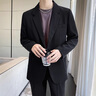 洛科馳休閑西裝男士套裝春季外套感韓版痞帥輕熟小西服上衣三件套 【三件套】灰藍(lán)色+短T白+褲子 XL 曬單實(shí)拍圖