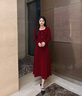 佰藍嬌小香風套裝裙女2023春秋季女裝新款時尚洋氣質(zhì)高級感長袖連衣裙子 紅色 M 曬單實拍圖