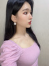 YaoYiZun氣質(zhì)大珍珠耳釘女情人節(jié)禮物輕奢高級(jí)感耳環(huán)生日禮物送老婆 香檳色珍珠銀針耳釘 曬單實(shí)拍圖