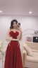 麗佰昕敬酒服紗袖新娘新款酒紅色氣質(zhì)訂婚禮服結婚回門(mén)便裝平時(shí)可穿春夏 酒紅色長(cháng)款 M 曬單實(shí)拍圖
