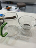 康韻 玻璃公道杯茶水分離分茶器耐熱玻璃茶海茶漏功夫茶具配件 05綠把公道杯+直座茶漏 曬單實(shí)拍圖