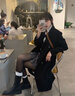 GARNUO黑色呢子大衣女中長款2025新款秋冬季高級感小個子赫本風毛呢外套 黑色【常規(guī)內里】 M【101-110斤】 曬單實拍圖