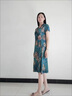 俞兆林（YUZHAOLIN）中年洋氣媽媽新款夏裝仿真.絲連衣裙高貴婚宴禮服中老年夏季大碼 藍(lán)色 3XL 125-135斤 曬單實(shí)拍圖
