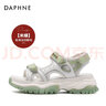 達(dá)芙妮（DAPHNE）涼鞋女款2025年最新款夏季軟底運(yùn)動(dòng)涼鞋女魔術(shù)貼松糕厚底沙灘鞋女 米綠色【厚底5CM】 38 曬單實(shí)拍圖