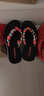 寶人（boree）夏季涼拖鞋女高跟海邊防滑沙灘鞋厚底坡跟時(shí)尚外穿花紋夾腳人字拖 紅色 36 曬單實(shí)拍圖