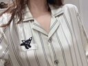 野獸派躲貓貓女士白條紋22姆米真絲襯衫裙家居服睡衣結(jié)婚禮物 女士真絲襯衫裙-S 曬單實(shí)拍圖
