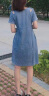 墨茉（MORIMUIR）夏季新款连衣裙短袖牛仔薄露肩弹力宽松韩版女装百搭春中长裙子女 蓝色 XL(115-125斤) 实拍图