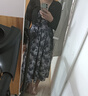 UKMR慵懶風水墨玫瑰吊帶連衣裙套裝女夏季薄款防曬開衫純欲顯瘦裙子 黑色開衫+吊帶裙【兩件套】 2XL 135-155斤 曬單實拍圖