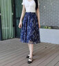 歐偲麥 半身裙女2024春秋新款高腰a字百褶裙中長款顯瘦大擺紗裙 2196 藍色 L/2尺1-28碼 曬單實拍圖