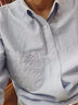 諾貝爾保羅長(cháng)袖襯衫男士純棉條紋牛津紡免燙易打理商務(wù)休閑純色全棉襯衣 淺藍NJF607 42 曬單實(shí)拍圖
