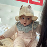 李晨曦（Lichenxi）寶寶帽子秋冬針織帽女寶洋氣公主男寶可愛兔耳朵嬰幼兒保暖漁夫帽 悠兔耳朵毛線盆帽—米色 適合5-15個月寶寶頭圍42-46CM 曬單實(shí)拍圖
