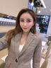 普妮姿小西裝外套女春秋新款韓版時(shí)尚復(fù)古風(fēng)長袖小個(gè)子休閑網(wǎng)紅西服上衣 1951#咖啡色兩?？畚餮b L 曬單實(shí)拍圖