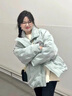 棉致立領(lǐng)加厚棉服女2023新款羽棉襖絨服棉衣秋冬季外套女面包服不跑棉 淺綠色【550高品質(zhì)】 M 95-110斤 曬單實(shí)拍圖