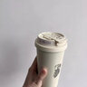 萬(wàn)娜 簡(jiǎn)約高顏值不銹鋼定制咖啡保溫杯吸管雙飲杯男女生隨行便攜ins 暮色黑-陶瓷內(nèi)膽 500ml 曬單實(shí)拍圖