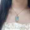 ?？ㄒ?8金k項(xiàng)鏈女金鑲玉翡翠吊墜女高檔奢華首飾生日禮物送長輩 冰種飄綠樹葉子(金鑲玉項(xiàng)鏈) 曬單實(shí)拍圖