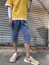爵少 潮牌男士七分褲彈力直筒寬松韓版潮夏天薄款7分牛仔短褲六分6分褲 Ckk 1816藍色 M 曬單實(shí)拍圖