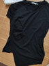 AMII女裝2025夏季新款短袖T恤女正肩設計感不規則褶皺開(kāi)叉莫 黑色 M 曬單實(shí)拍圖